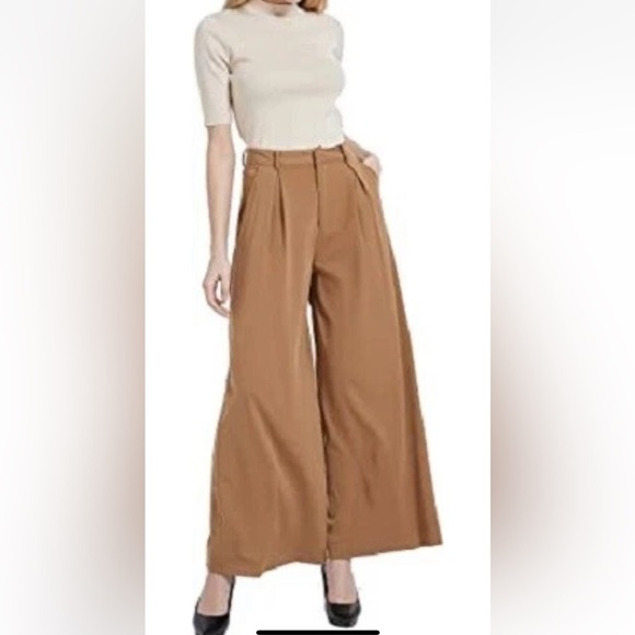 (N3)Tronjori Camel High-Waisted Wide-Leg Culotte Pants
Long Palazzo Pants,Size S - Picture 1 of 16